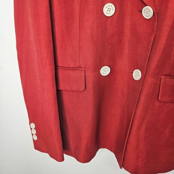 Sandro Paris Double-breasted Twill Oversized Blazer Jacket Sz 36/ 4 US Red - Picture 7 of 13